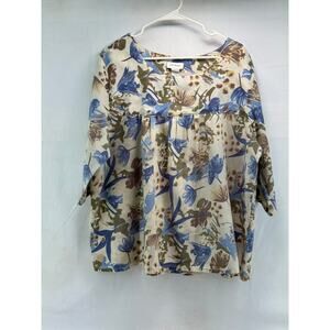 Vintage CW Classics, women’s 2X floral Boho quarter sleeve blouse.